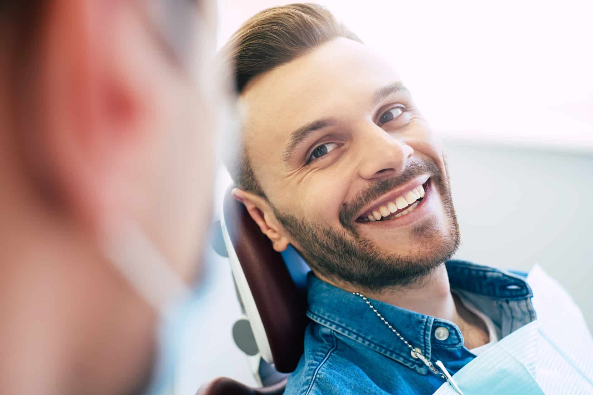 Man at his dental bonding apppintment in Falls Church Va